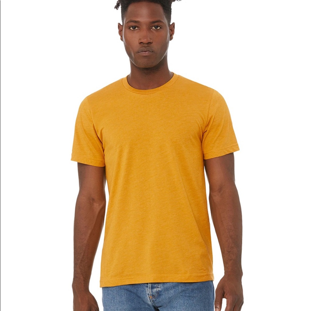 Unisex Heather CVC T-Shirt - heather mustard yellow - S, M, or L